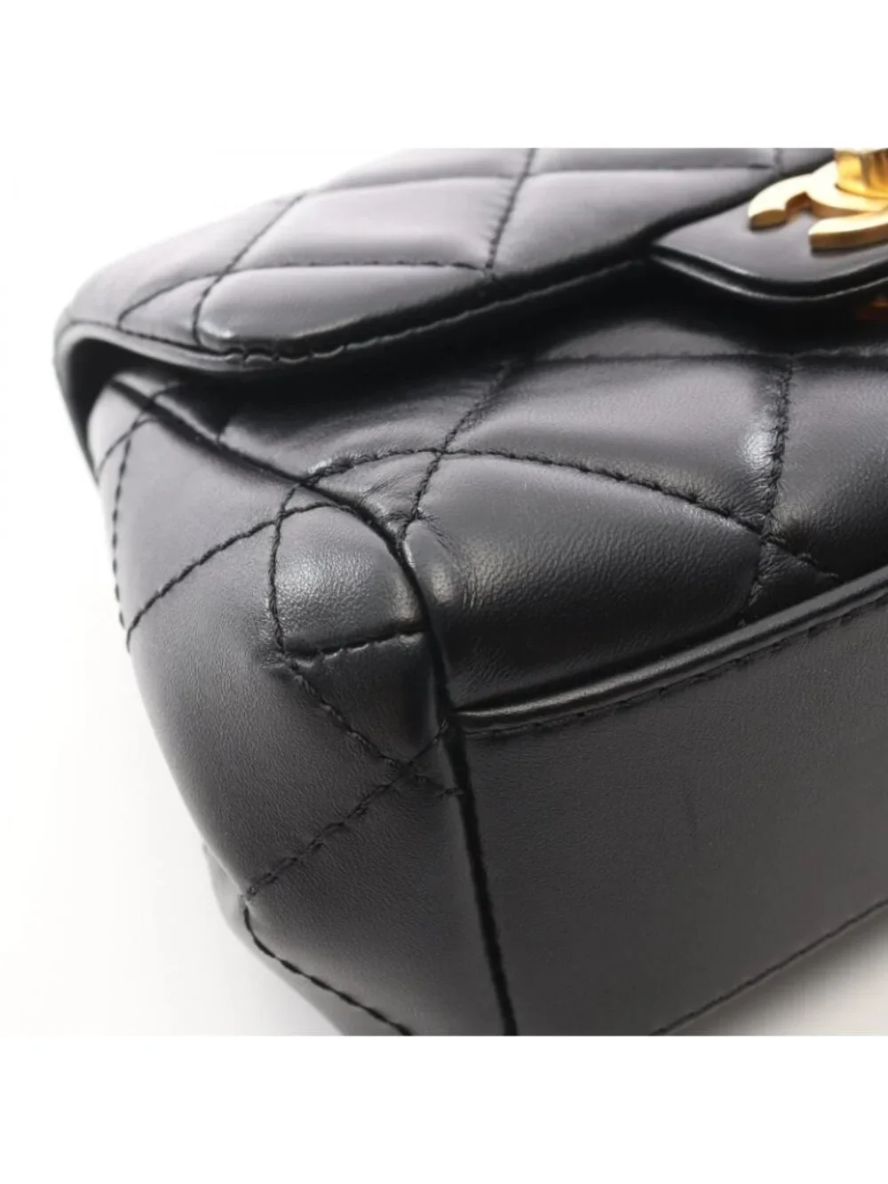 Chanel Shoulder Bag Quilted Small Flap Black Lambskin Chain
